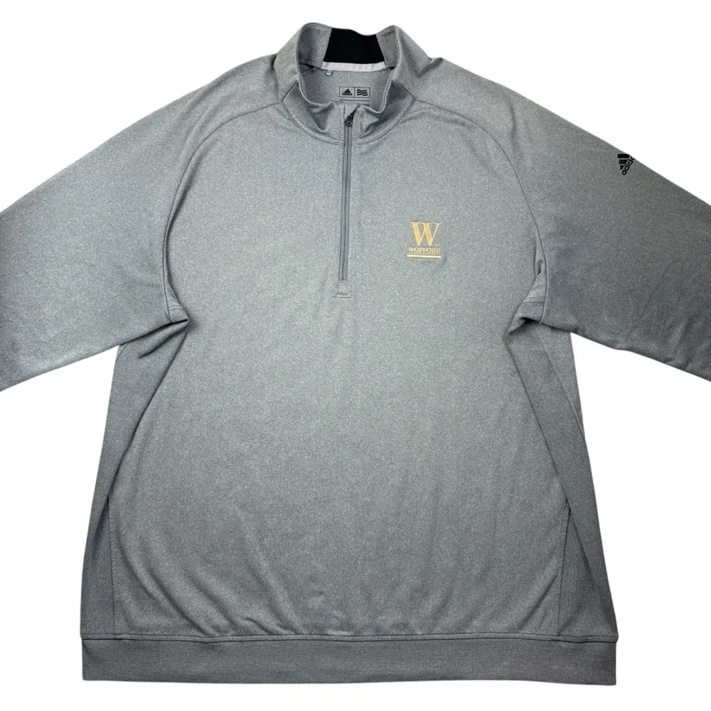 Adidas Wofford College Terriers Men’s Gray Logo 1/4 Zip Pullover Jacket 2XL - Picture 2 of 8